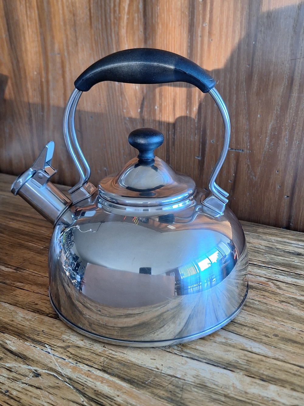 Chantal Stainless Steel Whistling Tea Kettle with Black Handle and Knob